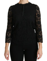 Dolce & Gabbana Black Lace Long Sleeve Nylon Blouse -   -  Dolce & Gabbana.